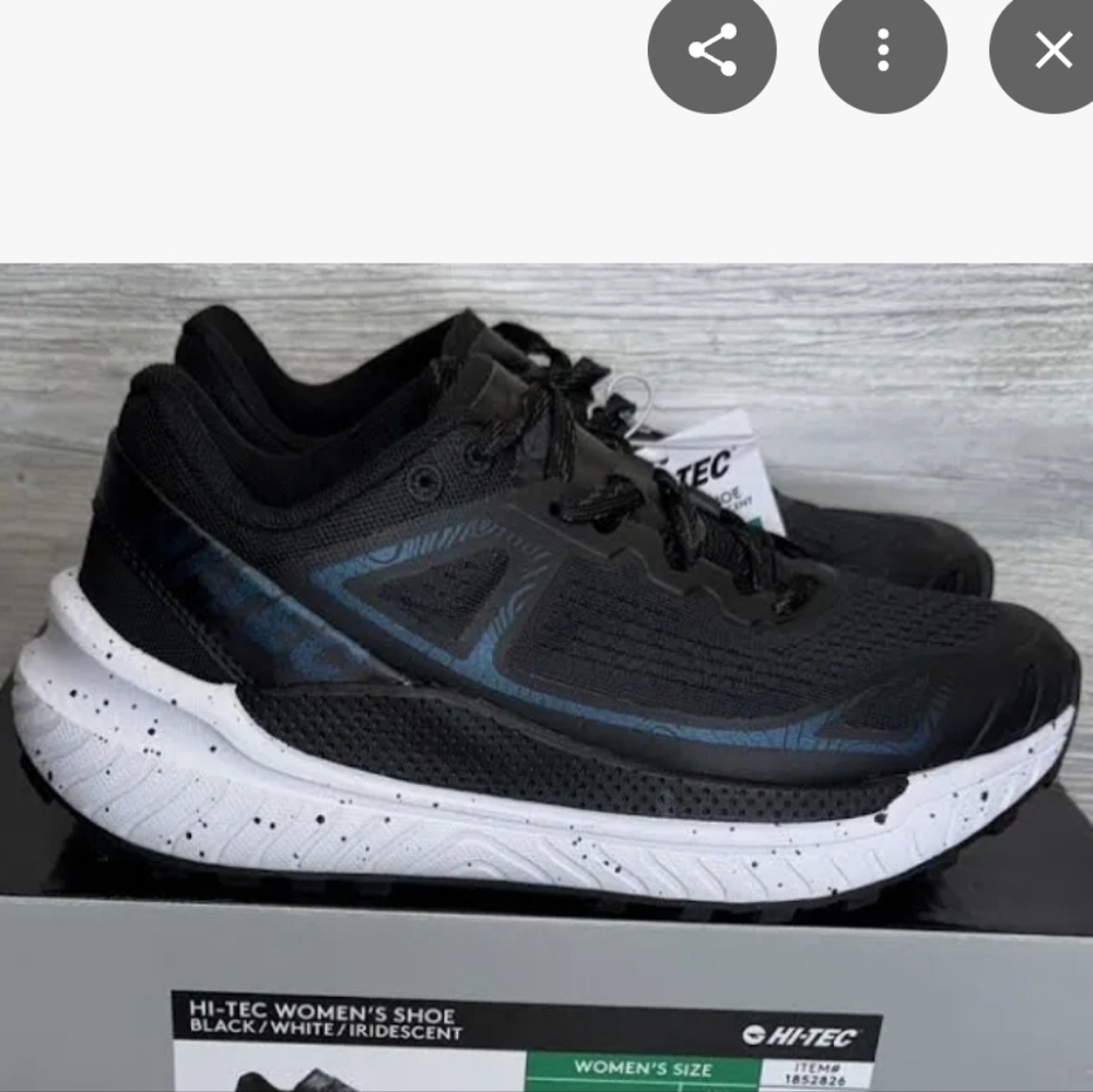Hi-tec Womens Sneakers Black White Iridescent Athletic